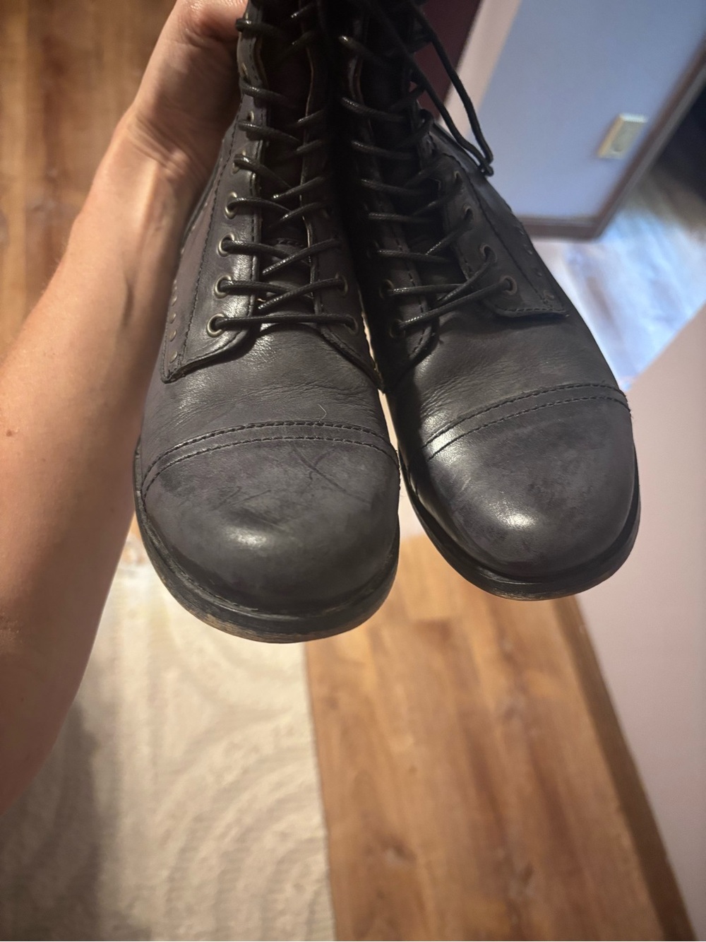 Diesel Black Leather Studded Combat Moto Boots EU 39 US 8.5 - Picture 11 of 15
